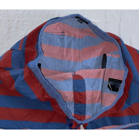 Brixton Elastic Waist Pull On Swim, Board Shorts. Blue/Burgundy Stripe, Size M. - Picture 3 of 5